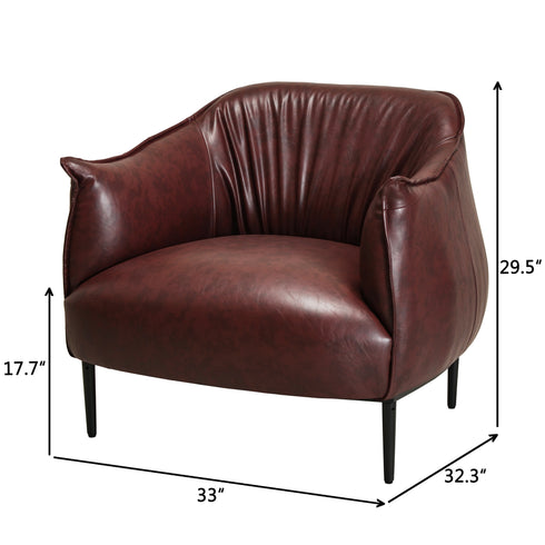 Kadar Leather Barrel Chair-Red Modern Leather Chair | Accent Chairs | Kinwell Furniture | Barrel Chairs